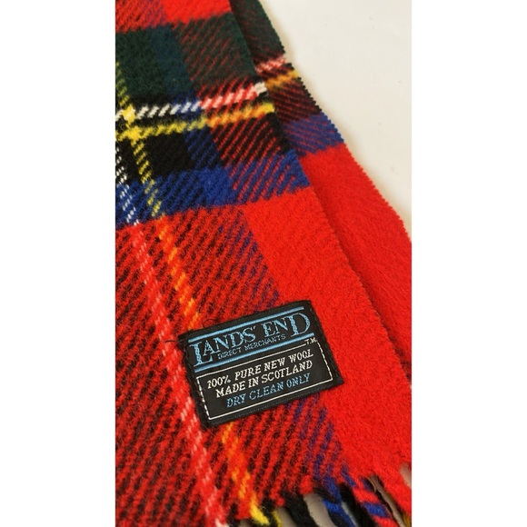 Lands End Stewart Royal Tartan Plaid Wool Scarf - Picture 4 of 4